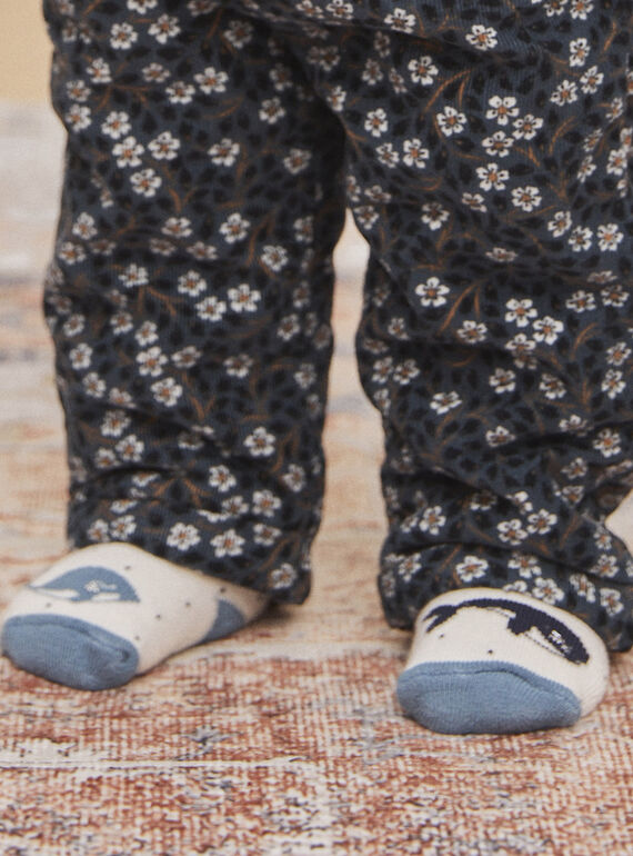 Ecru socks with orc jacquard, polka dots and hearts GAROSALIA / 23H4BFR1SOQ001