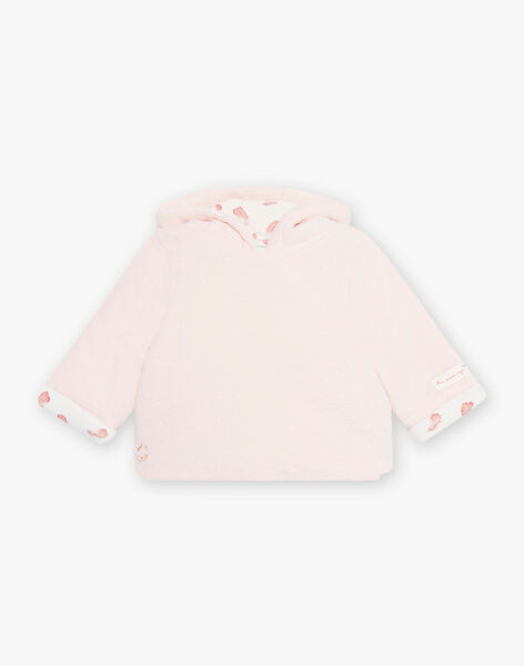 Reversible velvet jacket with pink hood baby girl 22H0CF12VES307
