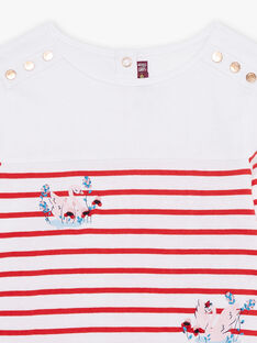 Child Girl Red Sailor T-Shirt with Fancy Patterns CITOYETTE / 22E2PF81TML001