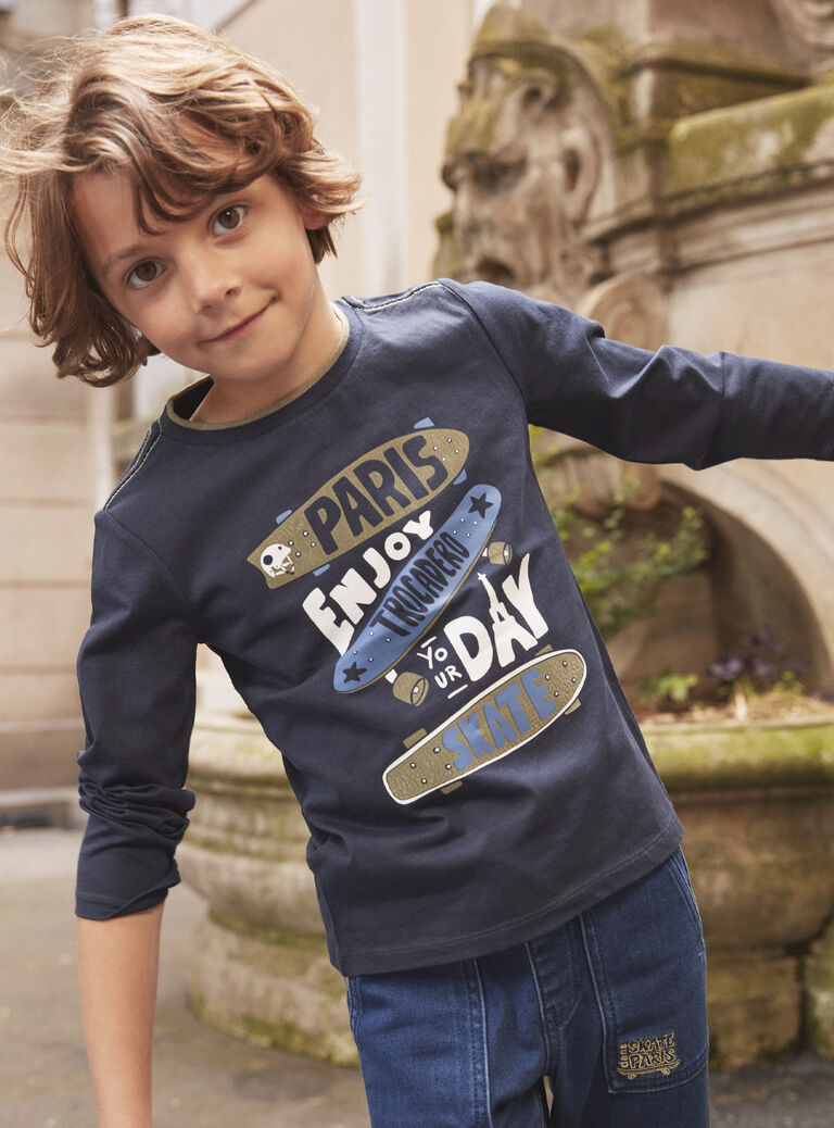 Navy TEE SHIRT LS LUSOAGE / 24H3PGM3TML070