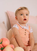 Baby girl orange and ecru checkered romper CAPAULINE / 22E1BFM1SACE403