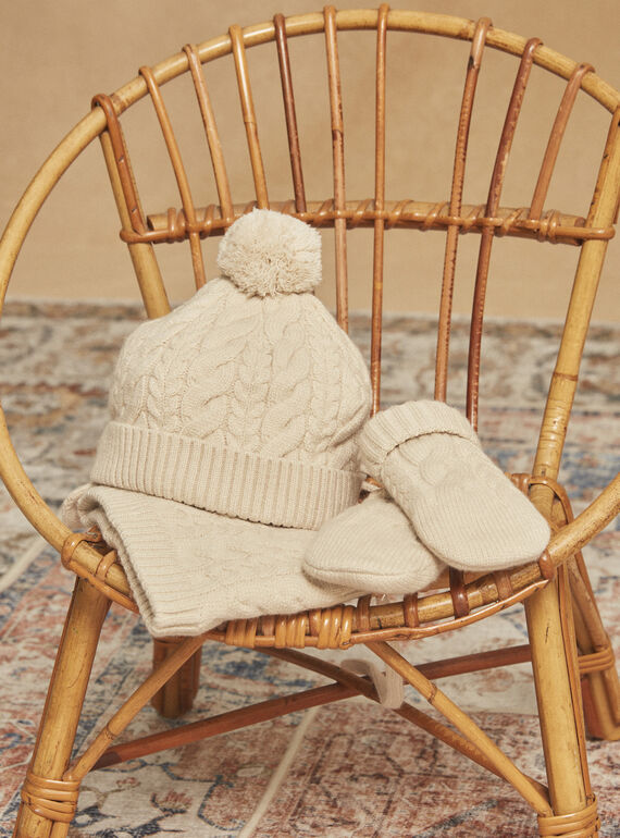 Beige cable-knit snood GICORLAN / 23H4BG51SNOA010