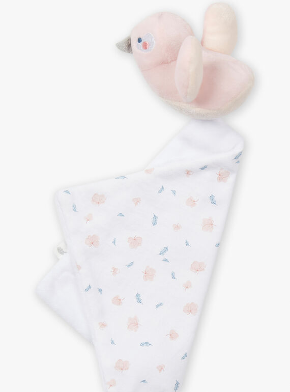 Ecru and pink bird birth cuddly toy KOUNOUZ / 24E0AF11JOUD327