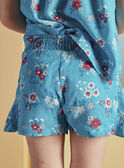 Child girl turquoise shorts with flower print CAUSHOETTE 2 / 22E2PFT4SHO202