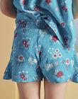 Child girl turquoise shorts with flower print CAUSHOETTE 2 / 22E2PFT4SHO202