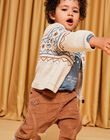 Beige jacquard knitted vest with animals and fantasy motifs DASICHARD / 22H1BGY1GILA001