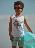 Ecru and turquoise jersey tank top and shorts FRUPLAGE3 / 23E3PGU1ENS001