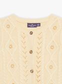 Pastel yellow openwork knitted cardigan FABONNY / 23E1BF81CAR114