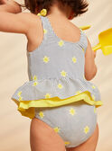 Navy and yellow 1-piece swimsuit with stripes and sun print FITINA / 23E4BFM2MAIA001
