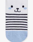 Baby boy striped socks with teddy bear print CAOLEG / 22E4BGJ1SOQA001