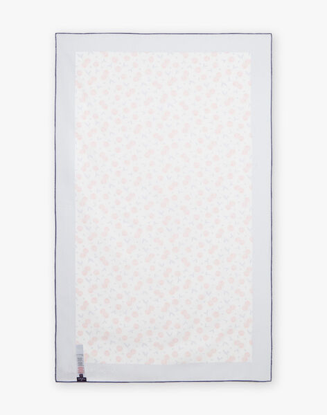 Navy blue and white towel with dark orange cherry print FRYSERETTE / 23E4PFL1SRV001