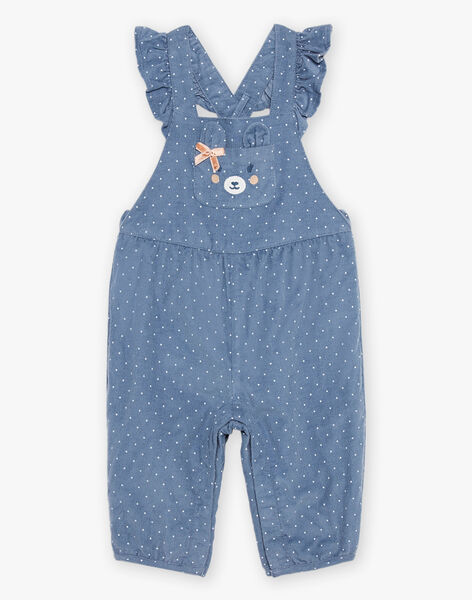 Blue grey corduroy long jumpsuit DARAPHAEL / 22H1BFY1SALC206