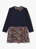 Girl's navy blue floral long sleeve dress BIGLETTE / 21H2PF51ROB070
