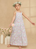 Ecru ruffled long dress with floral print KRUCHETTE 1 / 24E2PFK5RBS001