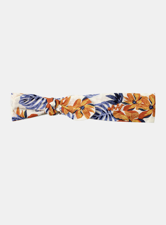 White headband with multicoloured flowers and fish print KAZELIE / 24E4BFS1BAN001