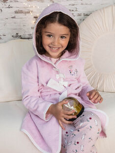 Girl's pink long sleeve hooded bathrobe BEBOPETTE / 21H5PF61PEI307