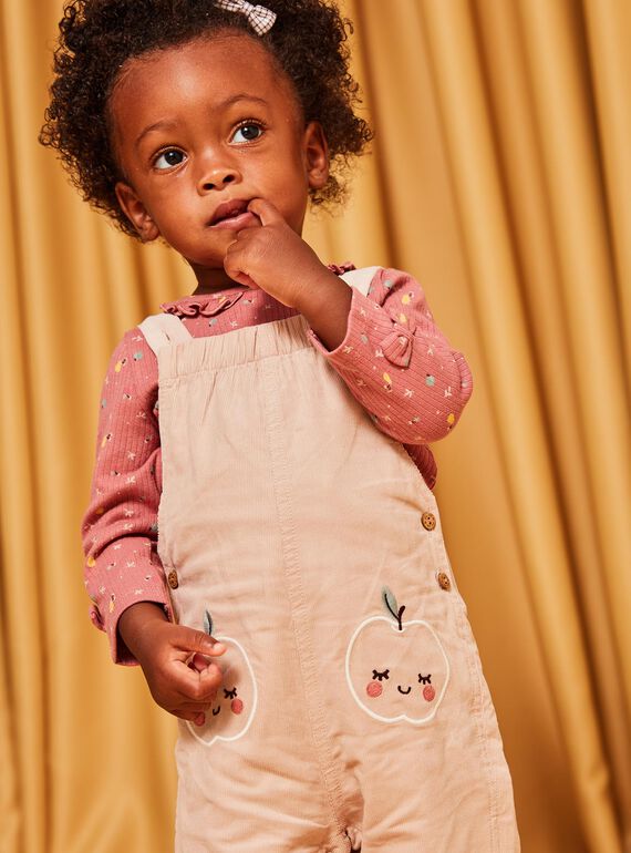 Beige and pink velvet dungarees DAKLELIA / 22H1BFR1SAL801