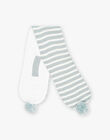 Green-gray striped knit scarf with animal face DIOCEAN / 22H4BGM2ECH631