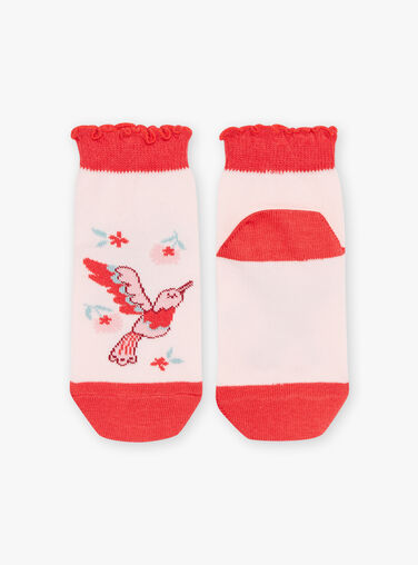 Nude low socks with bird print FLUZOETTE / 23E4PFQ1SOBD319