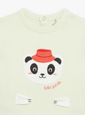 Light green panda head animation and stripes print pajamas FEFANTIN / 23E5BG31PYJ605
