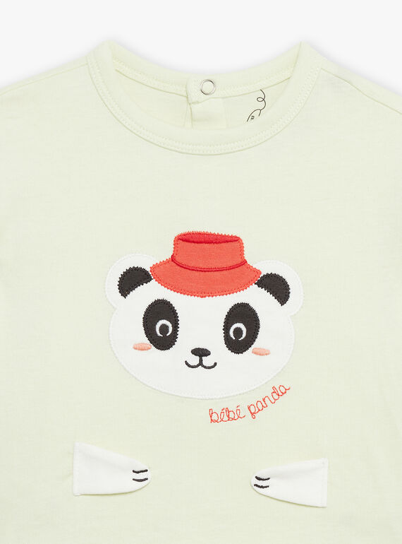 Light green panda head animation and stripes print pajamas FEFANTIN / 23E5BG31PYJ605