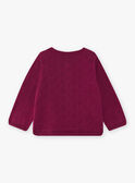 Purple cardigan in fancy knit with ruffle details baby girl CAIRENE / 22E1BF92CAR708