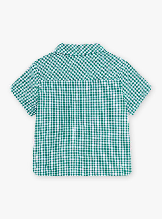 Baby boy green and white gingham shirt CATARCEL / 22E1BGM1CHMG627