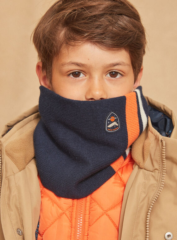 Navy blue and orange knitted snood GYROCKAGE / 23H4PG52SNOC205