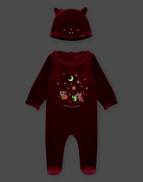 Glow-in-the-dark romper and cat hat for baby girl BECHARLINE / 21H5BFH1GRE709