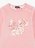 Baby girl's long sleeved pink velvet pajamas with flowery print BEBETTE / 21H5PF62PYJ312