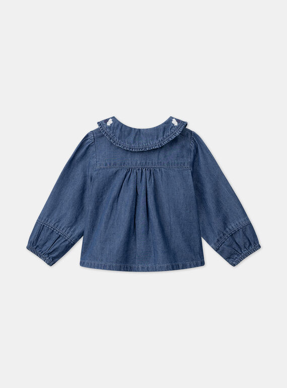 Blue denim blouse with ruffled collar LACARINE / 24H1BFJ1CHEP274