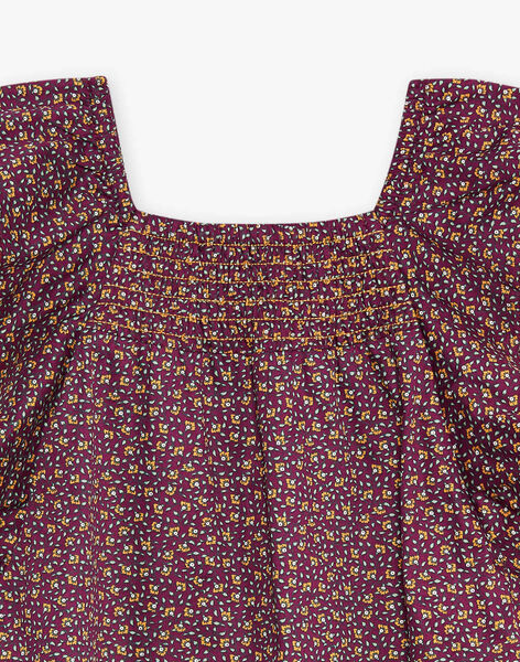 Child girl blackcurrant blouse with flowers COKIYETTE / 22E2PF91CHED302
