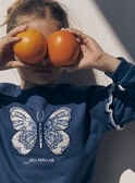 Blue sweatshirt with embroidered butterfly motif LESWETTE / 24H2PFJ1SWEC233