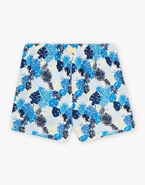 Baby boy bright blue beach shorts with leaf print CILEO / 22E4BGO1MAI701