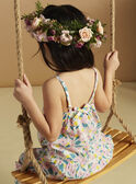 Off-white poplin midi dress with ruffles and floral print child girl CAUROBETTE 2 / 22E2PFU4RBSA001