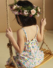 Off-white poplin midi dress with ruffles and floral print child girl CAUROBETTE 2 / 22E2PFU4RBSA001