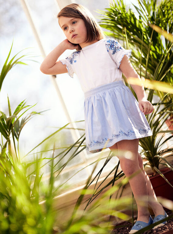 Reversible skirt with flowery print child girl CYAJUPETTE / 22E2PFK1JUP001