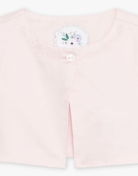 Baby girl's pale pink embroidered cardigan CAJOLIE / 22E1BFH1CAR301