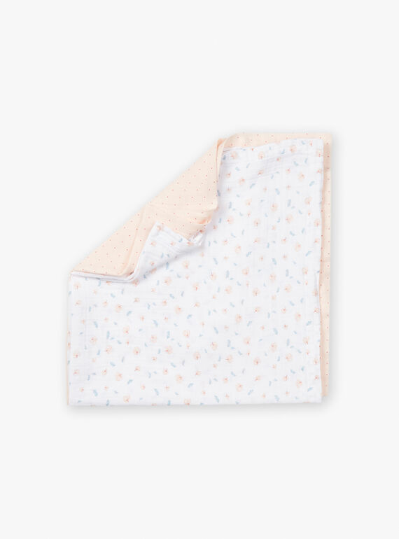 2 organic cotton gauze diapers, ecru and dragée pink KORINE / 24E0AF11LAND310