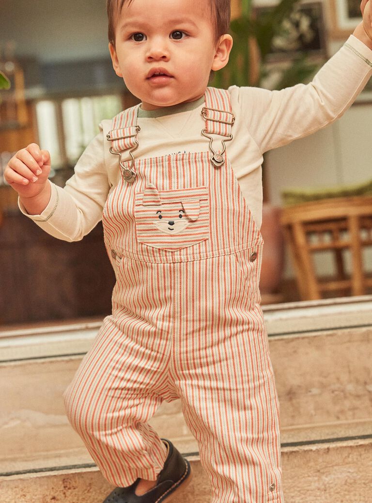 Vanilla long dungarees with stripe print GABILLY / 23H1BG71SAL114