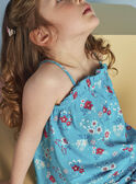 Child girl turquoise tank top with flower and turtle print CAUDEBETTE 2 / 22E2PFT2DEB202
