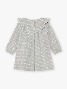 Baby girl's mottled grey jacquard dress with polka dots and ruffle details BAORELIA / 21H1BFO1ROB943
