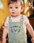 baby boy's jade green twill overalls CAKAMERON / 22E1BG91SALG624