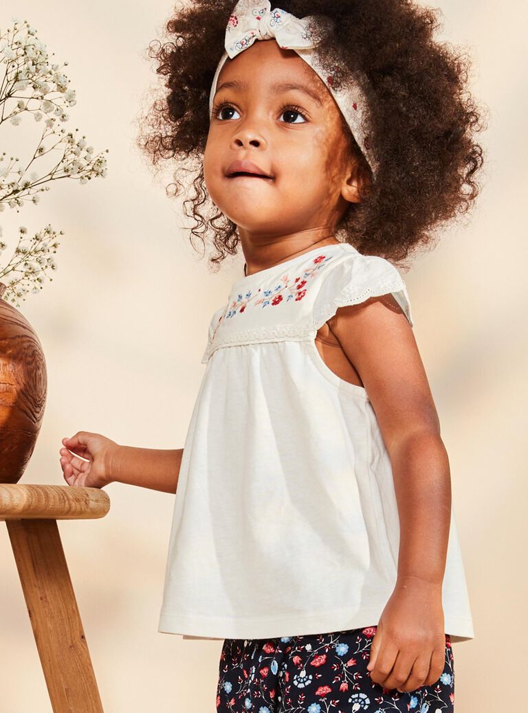 Jersey T-shirt with floral embroidery FALESLI / 23E1BFC1TEE001