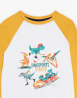 Yellow and navy blue jersey pajamas with sporty dinosaurs print DEDINAGE / 22H5PG22PYJ001