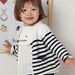 Baby girl ecru and navy blue striped vest