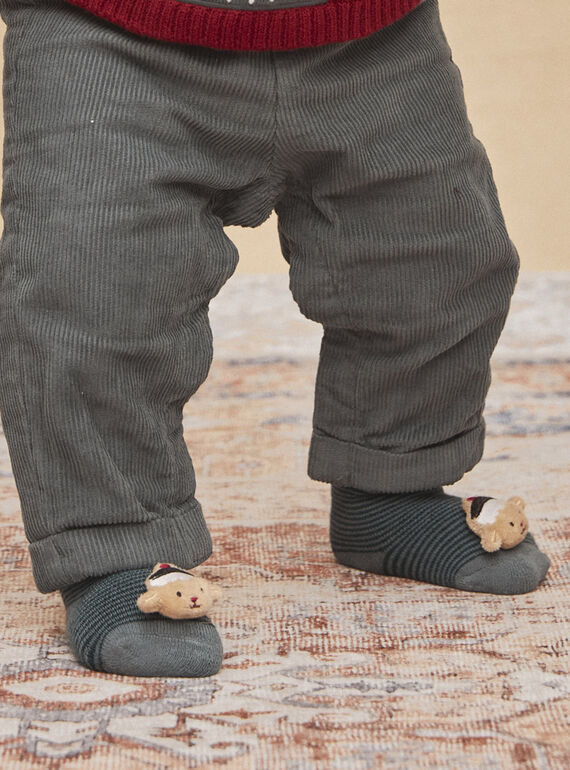 Grey-green socks with stripe print GAPATOCHE / 23H4BGQ1SO7631