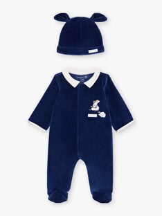 Navy and white baby boy sleep suit and hat BOSCO B / 21H0NG42GRE070