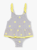 Navy and yellow 1-piece swimsuit with stripes and sun print FITINA / 23E4BFM2MAIA001