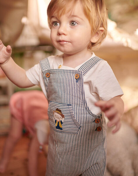 Baby boy's striped short overalls with fancy pattern CAOTIS / 22E1BGJ1SACC203